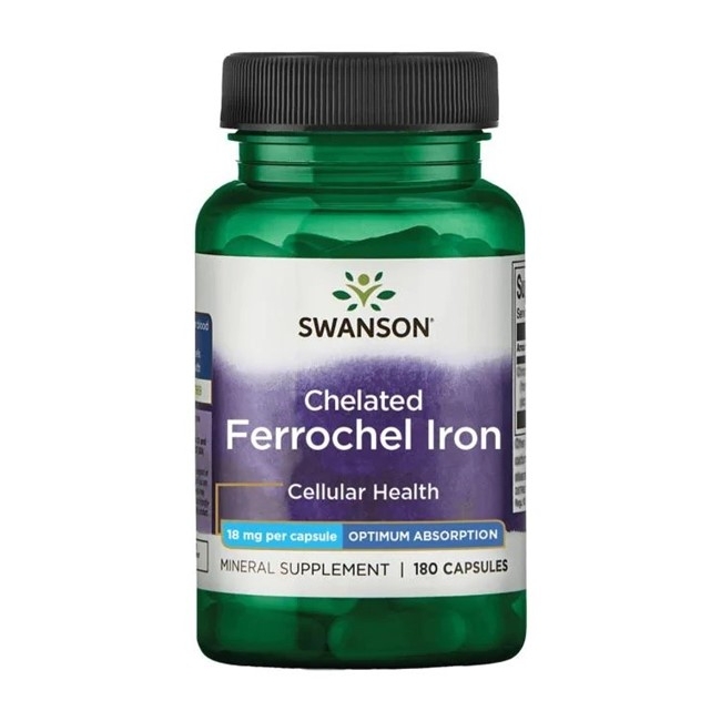 Swanson albion chelat żelaza ferrochel 18 mg 180 kapsułek