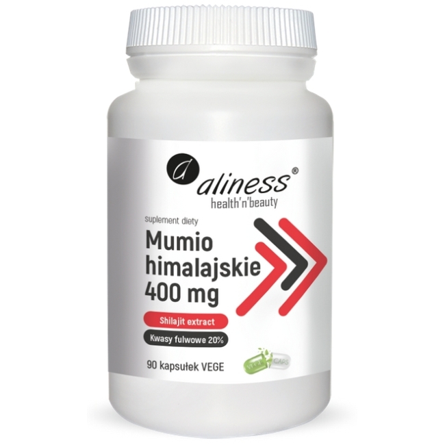 Aliness Mumio himalajskie (Shilajit extract) 400mg 90kapsułek Vege