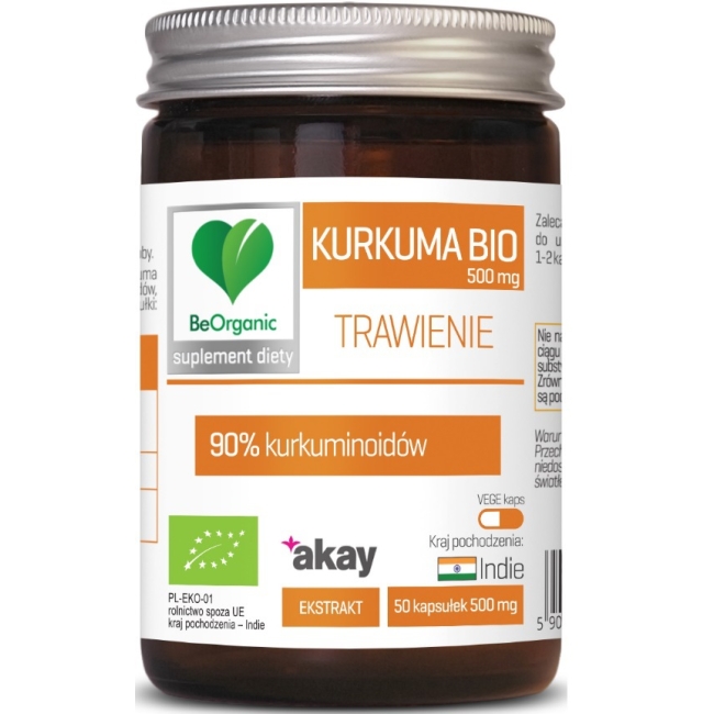 BeOrganic kurkuma 90% 500mg x 50 kapsułek BIO