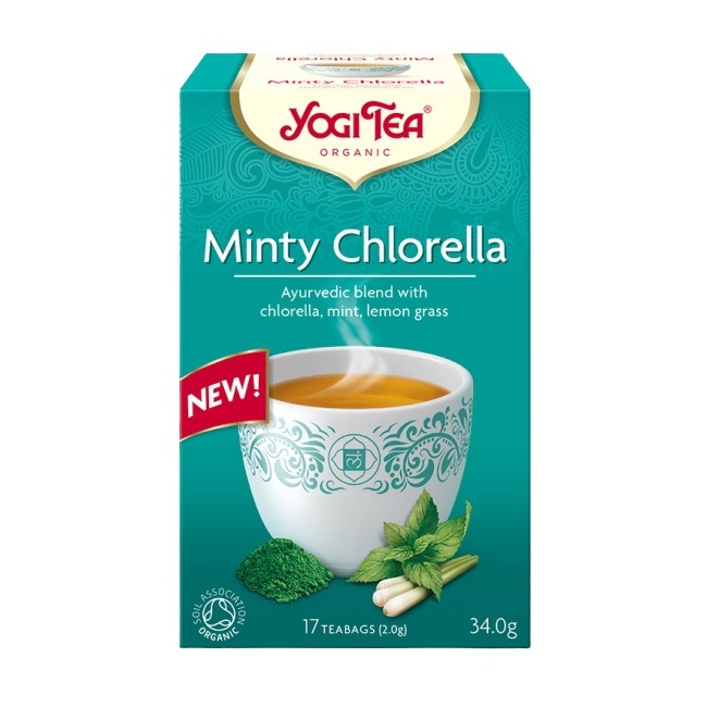 Herbata miętowa chlorella 17 saszetek BIO Yogi Tea 