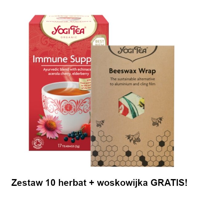 Herbata na odporność 17 saszetek x 2,0g 10 sztuk BIO Yogi Tea + woskowijka GRATIS