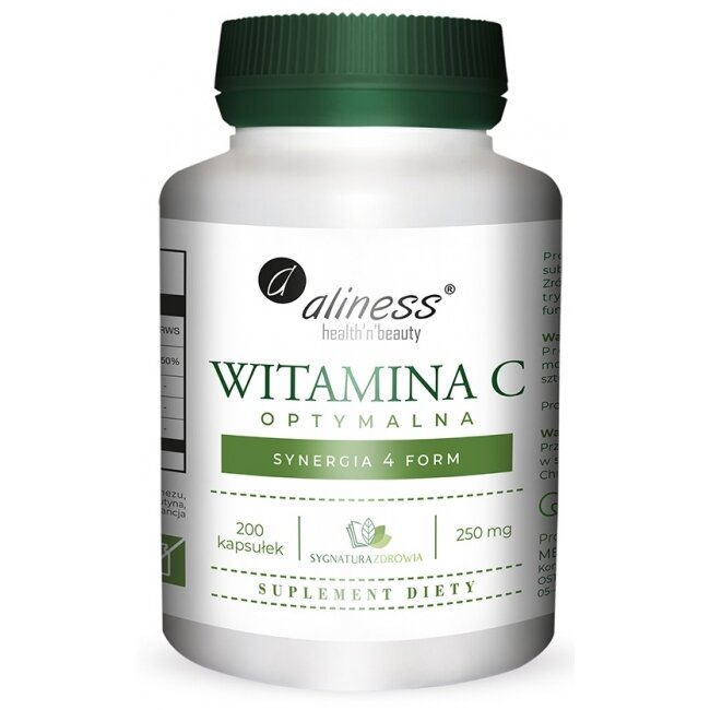 Sygnatura Zdrowia Witamina C Optymalna Synergia 4 form 250 mg 200 kapsułek Aliness