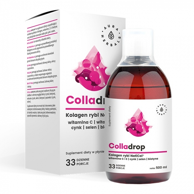 Colladrop Kolagen rybi NatiCol® + Witamina C 500 ml Aura Herbals