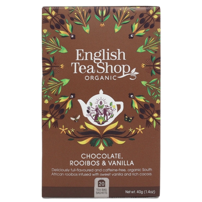 Herbata ziołowa rooibos z ziarnami kakaowca i laską wanilii 20saszetek x 2g (40 g) BIO English tea