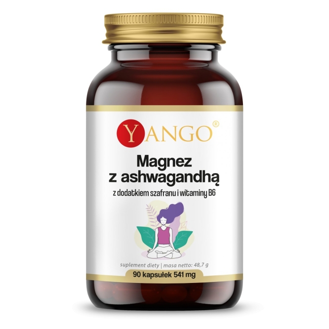 Yango Magnez z ashwagandhą z dodatkiem szafranu i witaminy B6 90 kapsułek 