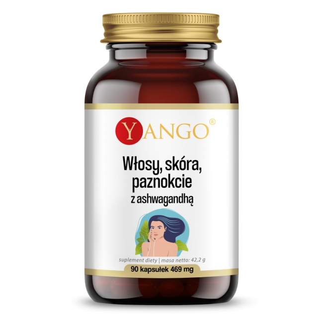 Yango Włosy skóra paznokcie z ashwagandhą 90 kapsułek