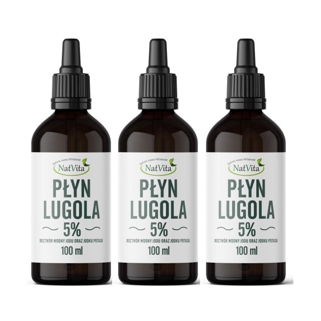 Płyn Lugola 5% JOD Nieorganiczny Czysty Natvita 3 x100 ml