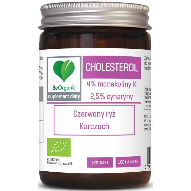 BeOrganic Tabletki na prawidłowy poziom cholesterolu BIO 100 tabletek