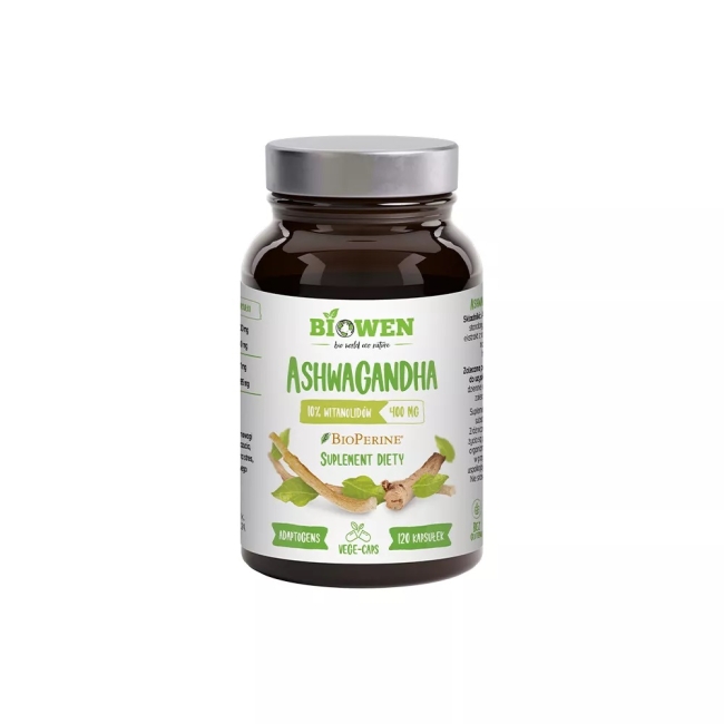 Biowen Ashwagandha ekstrakt bezglutenowa 400 mg 120 kapsułek