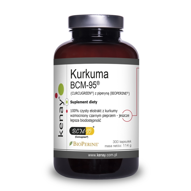 Kenay Kurkuma BCM-95® (CURCUGREEN®) z piperyną (BIOPERINE®) 300 kapsułek
