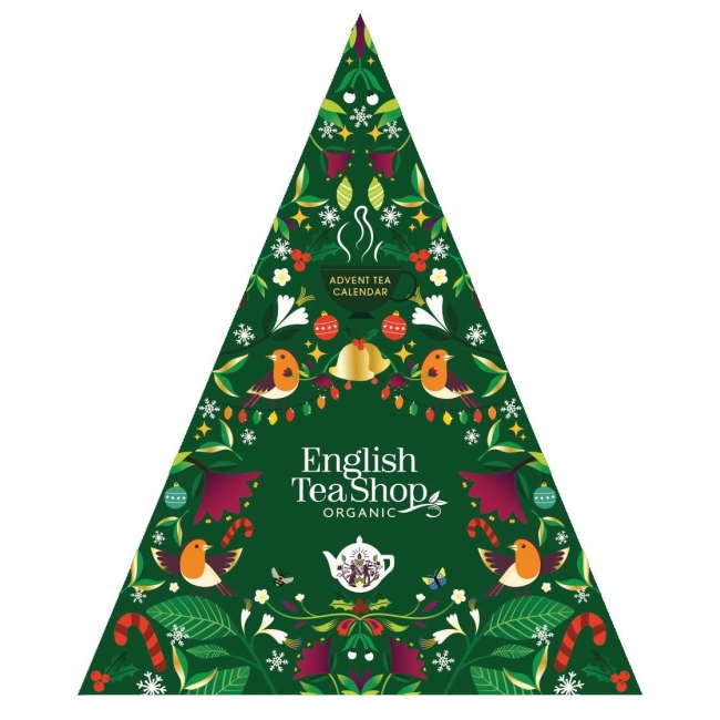 Kalendarz adwentowy herbatki piramidki Green Trangular BIO 25 saszetek English Tea Shop
