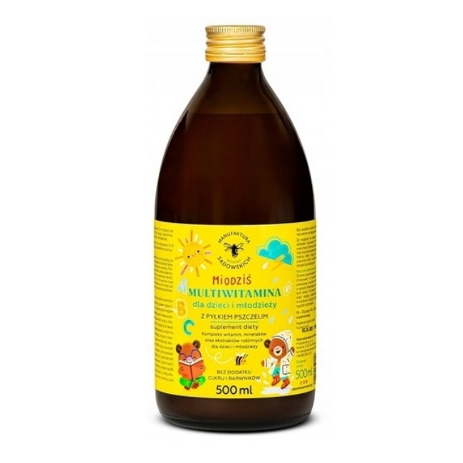 Multiwitamina Miodziś dla dzieci i młodzieży z pyłkiem pszczelim 500 ml Pasieka Sadowskich