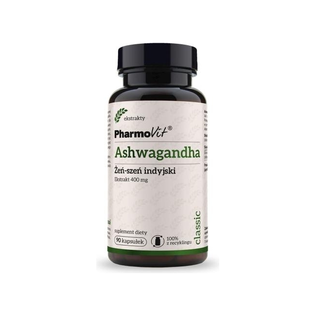 Pharmovit Ashwagandha żeń-szeń indyjski ekstrakt 4:1 400 mg 90kapsułek