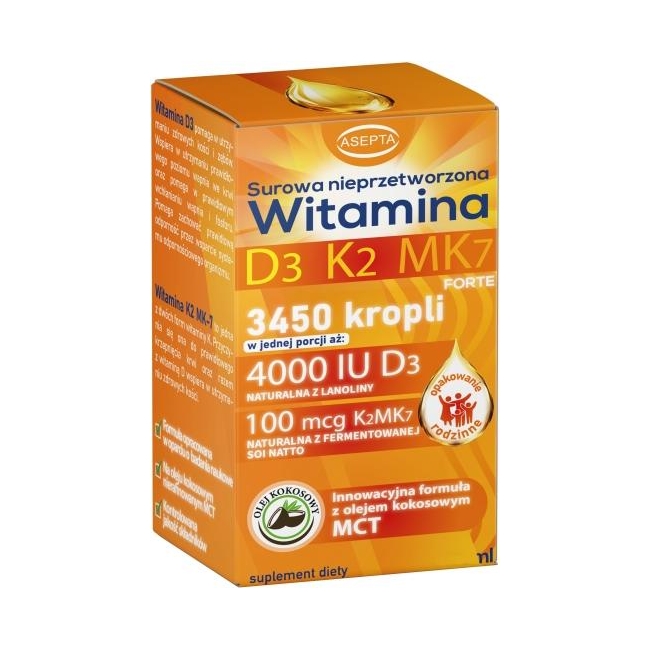 Asepta Witamina D3 + K2 MK7 (D3 4000 IU + K2 100 mcg) 30 ml 