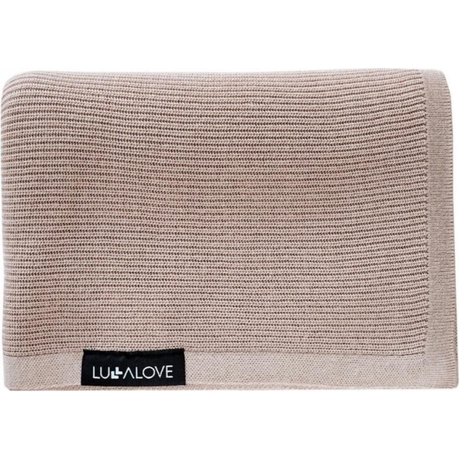 LullaLove lekki dzianinowy kocyk mgiełka karmel 90cm x 90cm