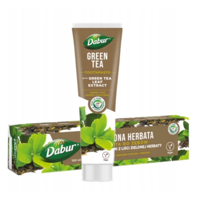 Pasta do zębów z ekstraktem z liści zielonej herbaty bez fluoru 100 ml Dabur