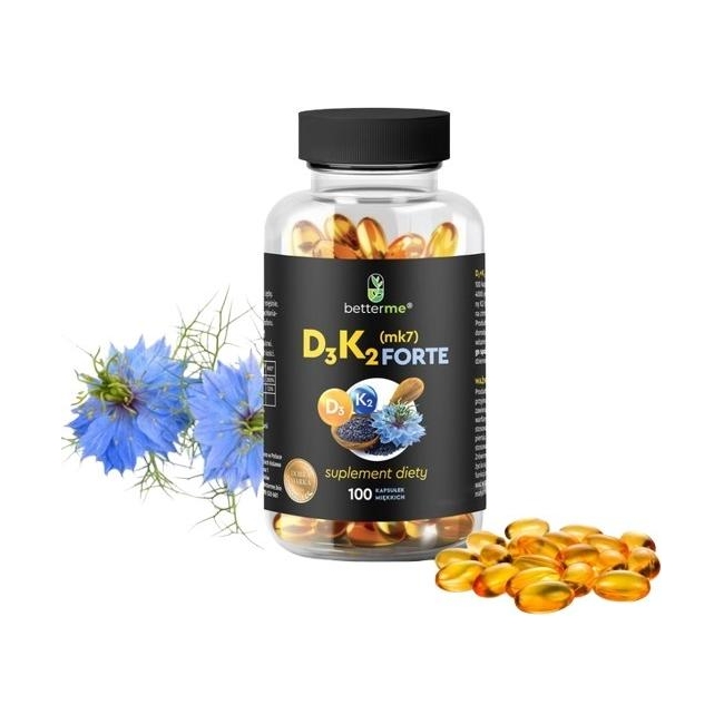 BetterMe Witamina D3+K2 MK7 Forte w oleju z czarnuszki 100 kapsułek
