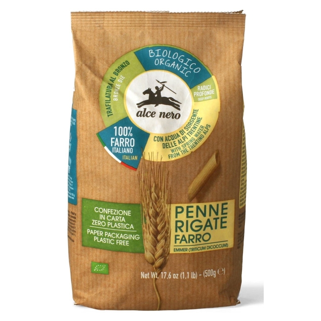 Makaron penne z płaskurki 500 g BIO Alce Nero